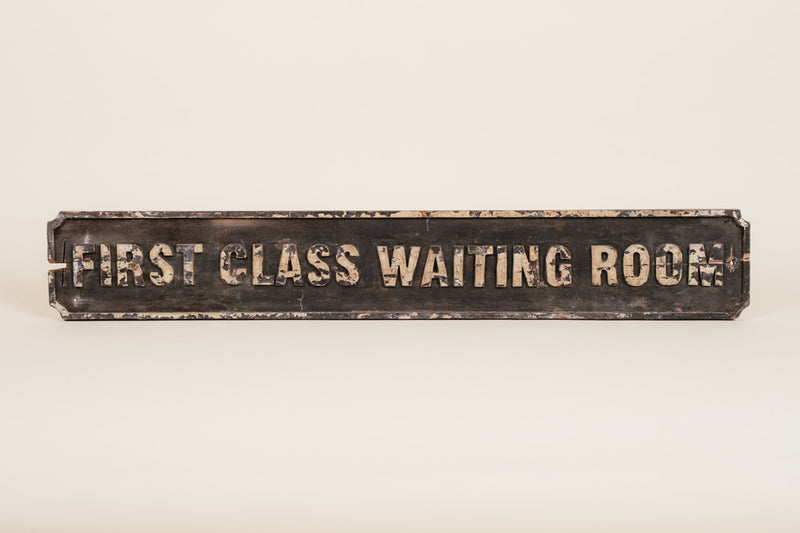 Wooden "First Class Waiting Room" Sign