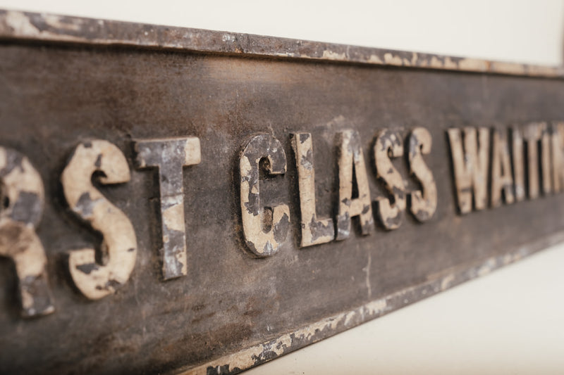 Wooden "First Class Waiting Room" Sign