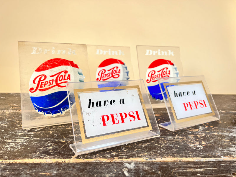Pepsi-Cola Table/Bar Top Advertising Sign Set of 5, circa 1950s, rare!